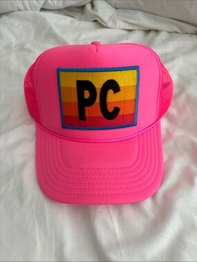 Aviator Nation Neon Pink Park City Rainbow Trucker Hat